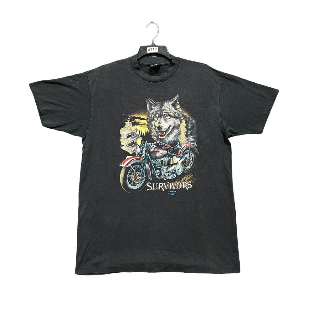 Vintage 1991 harley davidson 3D emblem survivors T-Shirt size XL